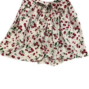 Cherry Print White A Line Pleated Skirt - Vintage 50’s Look